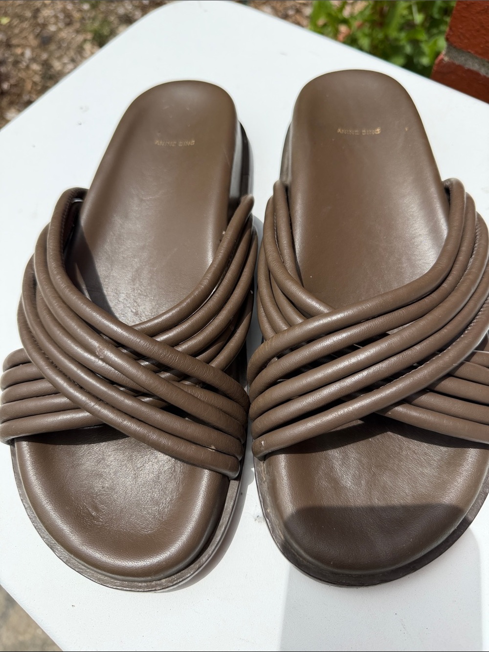 Anine Bing Slide Sandals in Brown - Women